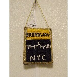 Beaded Christmas Ornament of Broadway Sign 3.5"x4" by Sudha Pennathur